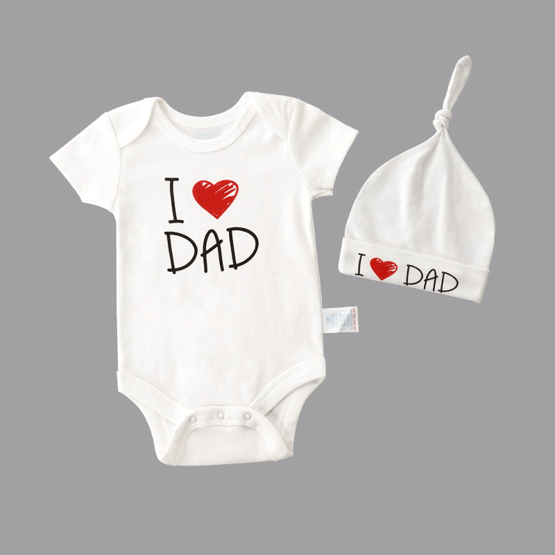 I Love MOM/DAD Print Charming Baby Triangle Baby Jumpsuit Triangle Romper