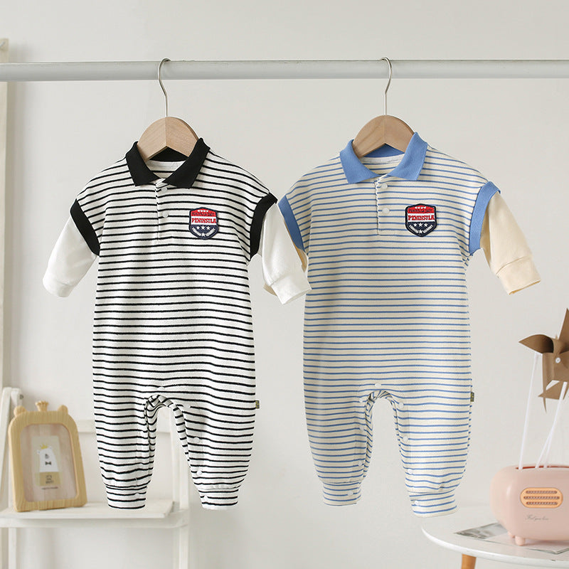 Baby Onesies Striped Male Baby Newborn Baby Autumn Clothes