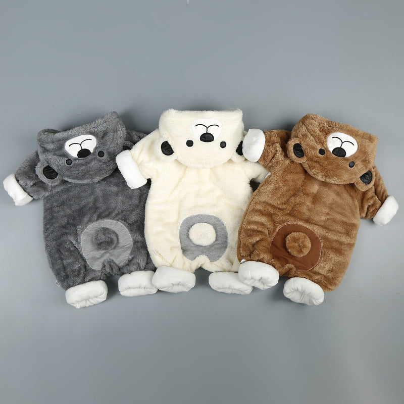 Cute Baby Bear Fleece Warm Bodysuit Plus Cotton Onesies Cotton